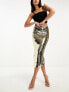 Фото #5 товара Starlet embellished midaxi skirt in gold liquid sequin