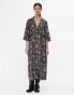 Object hybrid midi shirt dress in grey vintage print