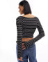 New Look stripe bardot top in black