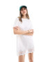 Miss Selfridge festival lace hem t-shirt dress in white