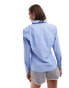 ASOS DESIGN nipped waist shoulder pad shirt in blue