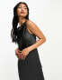 & Other Stories satin open back midi dress in dark grey