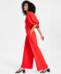 Фото #2 товара Women's Balloon-Sleeve Wide-Leg Jumpsuit