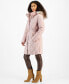 ფოტო #3 პროდუქტის Women's Belted Faux-Fur-Trimmed Hooded Puffer Coat