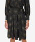 Women's Collared Self-Tie-Belt A-Line Dress Blk Gold, 2 - фото #4