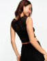 Фото #4 товара ASOS DESIGN mesh slash neck twist front top co ord in black