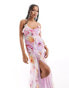 Фото #1 товара Mango floral print maxi dress in lilac