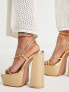 Фото #3 товара Public Desire Blissful raffia strappy platforms in gold