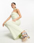 Фото #1 товара Vesper collar detail bandeau wide leg jumpsuit in sage green