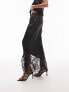 Topshop satin lace mix fishtail maxi skirt in black 34 - фото #7