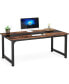 Modern Computer Desk, 63 x 31.5 inch Large Office Desk Computer Table Study Writing Desk Workstation for Home Office, Rustic/Black