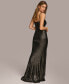 ფოტო #1 პროდუქტის Women's V-Neck Sequin Gown