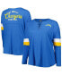 Фото #1 товара Women's Powder Blue Los Angeles Chargers Plus Size Athletic Varsity Lace-Up V-Neck Long Sleeve T-shirt