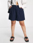 ASOS DESIGN Curve dad short with linen in navy