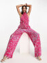 Vero Moda plisse wide leg trouser co-ord in pink florals