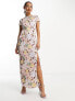 Фото #4 товара ASOS DESIGN button side detail satin midi tea dress in bold floral print