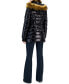 Фото #3 товара Women's Chelsea High-Shine Faux-Fur-Trim Hooded Puffer Coat