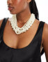 Фото #3 товара ASOS DESIGN necklace with multirow faux pearl and ribbon detail