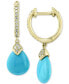 ფოტო #1 პროდუქტის EFFY® Diamond (1/10 ct. t.w.) & Turquoise (10 x 8mm) Drop Earrings In 14k Gold