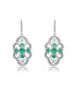 Classic Sterling Silver White Gold Plated with Round Cubic Zirconia Leverback Filigree Earrings