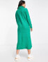 Pieces roll neck knitted midi dress in bright green