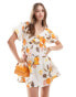 Фото #2 товара Wednesday's Girl citrus floral print smock mini dress in white