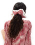 Reclaimed Vintage flower hair scrunchie in red gingham