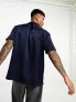 Фото #4 товара ASOS DESIGN boxy oversized shirt in navy sandwashed satin