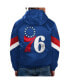 Men's Royal Philadelphia 76ers Force Play Satin Hoodie Half-Zip Jacket