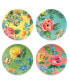 Garden Floral Assorted Melamine Salad Plates, Set of 4