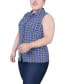 Фото #3 товара Plus Size Sleeveless Notch Collar Button Front Blouse