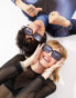 Фото #1 товара Jeepers Peepers chunky square sunglasses in black with blue lens