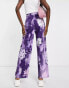 Weekday straight leg trousers in purple abstract flower