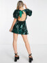 Miss Selfridge occassion sequin volume sleeve mini dress in green