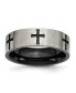 Фото #1 товара Titanium Brushed Black IP-plated Cross Wedding Band Ring