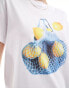 ASOS DESIGN oversized t-shirt with lemon graphic in white