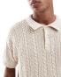 Фото #2 товара New Look short sleeve textured knit polo in off white