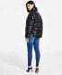 Фото #6 товара Women's Faux-Leather High-Low Hem Puffer Jacket
