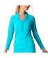 Women's LONG SLEEVE DOUBLE RUFFLE TOP TILE BLUE XLarge