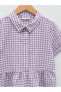 Gömlek Yaka Ekose Kısa Kollu Kız Çocuk Elbise