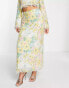 Фото #4 товара ASOS EDITION pastel floral print and sequin midi skirt with fringe