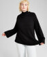 Фото #1 товара Women's Ribbed-Trim Mockneck Sweater, Created for Macy's