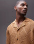 Фото #3 товара Topman diamond pattern crochet button through in mustard