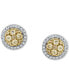EFFY® Yellow & White Diamond Halo Cluster Stud Earrings (3/8 ct. t.w.) in 14k Gold and White Gold