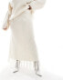 4th & Reckless Plus wool mix tassel edge knitted maxi skirt co-ord in cream