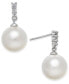 ფოტო #3 პროდუქტის Cultured Freshwater Pearl (8mm) & Diamond Accent Drop Earrings in 14k White Gold