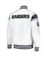 Фото #2 товара Men's White Las Vegas Raiders Satin Full-Snap Varsity Jacket