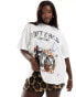 Фото #3 товара ASOS DESIGN Curve boyfriend fit t-shirt with motorbike and fire rock graphic in cream