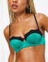 Фото #3 товара Dorina Natesha satin lightly padded balcony bra with lace trim in emerald green