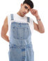 ASOS DESIGN oversized denim dungaree in mid wash blue Голубой, M - W34 - фото #4